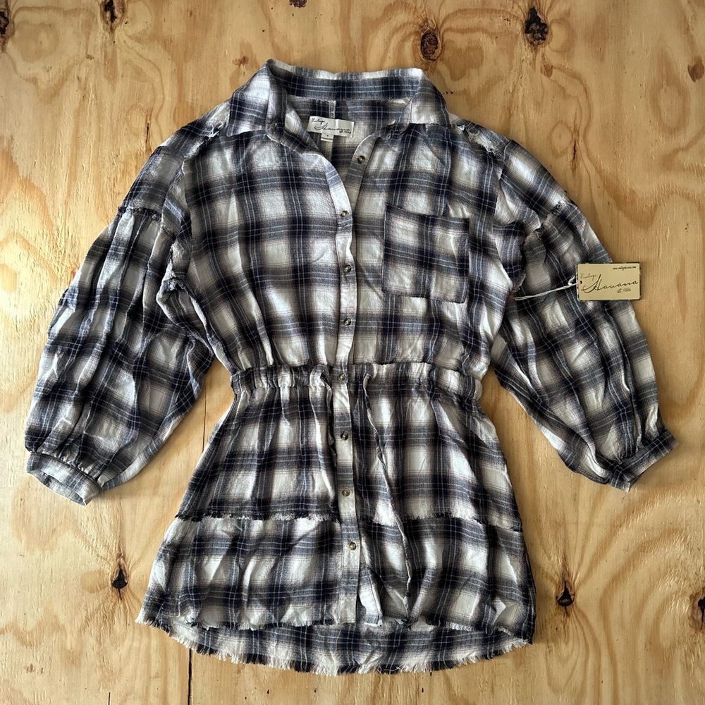 Vintage Havana NWT Flannel Balloon Sleeve Dress S